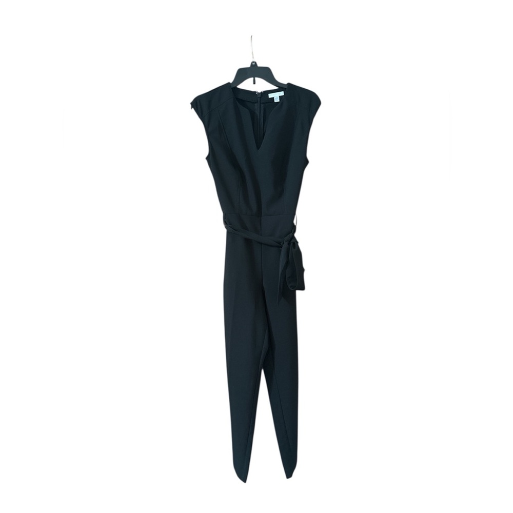 New York and Company Black Belted Sleeveless Jumpsuit Size M